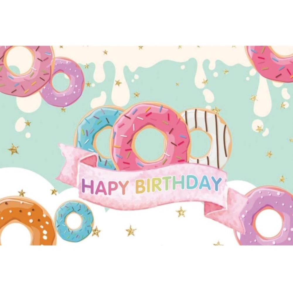 NEW Open Bag 6x4ft Donut Backdrop Donut Birthday Party Slime Time Event Cake Tab - Picture 1 of 7